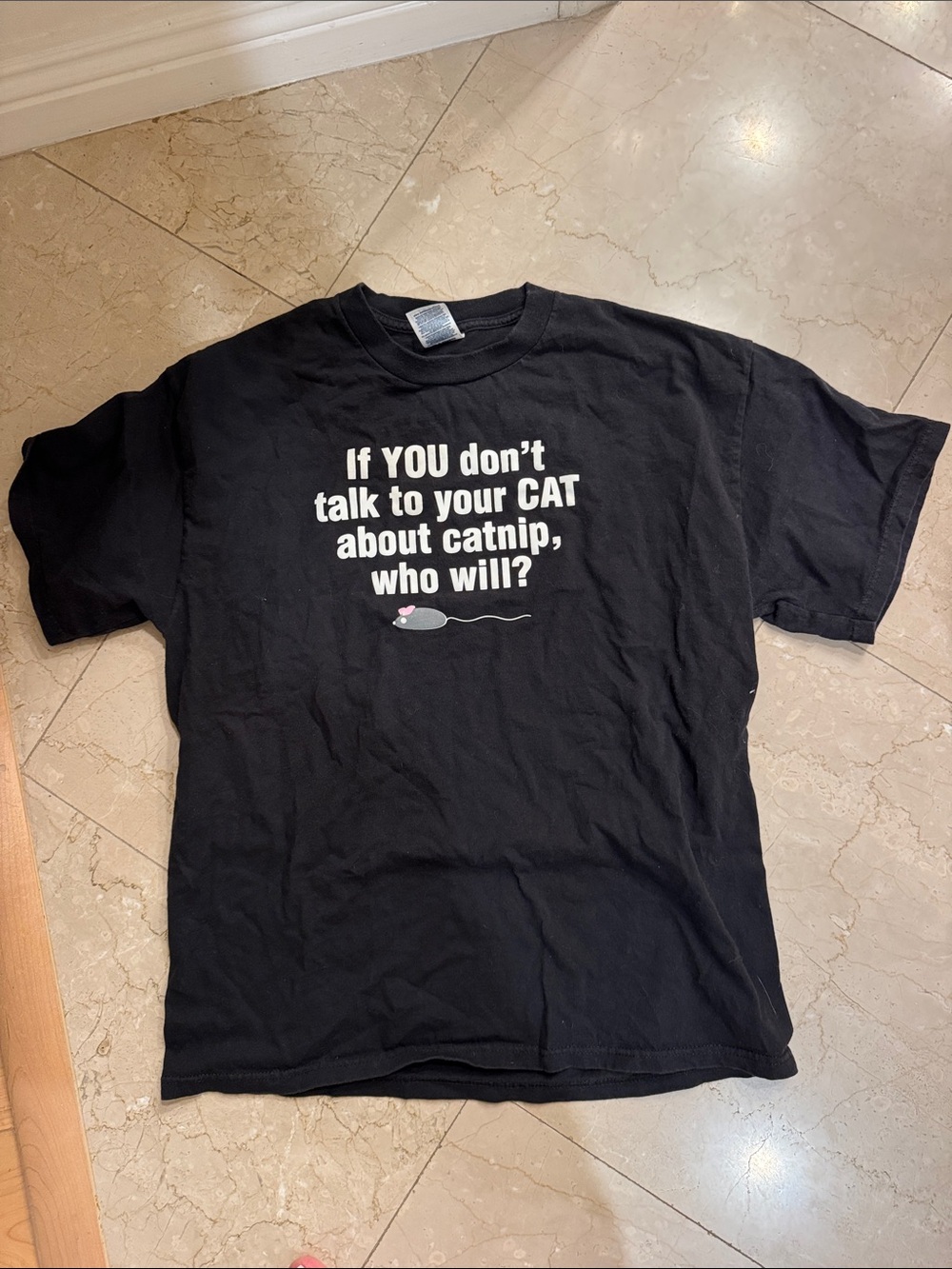 Black Graphic Tee - If YOU don't talk to your CAT About Catnip- Adult Large